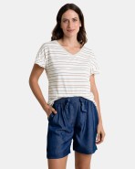 Pantalón bermuda efecto denim de mujer