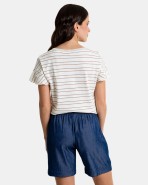 Pantalón bermuda efecto denim de mujer