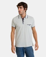 Polo de hombre de manga corta de piqué bicolor caqui