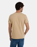 Camiseta de hombre de manga corta camel con estampado