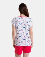 Pijama de dona curt de màniga curta estampat motius marins en fons blanc