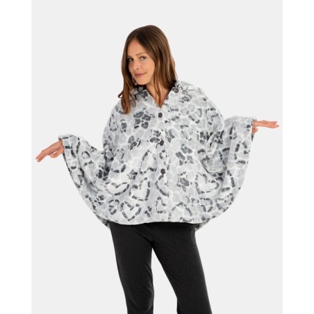 PONCHO DE MUJER EN TEJIDO POLAR ESTAMPADO