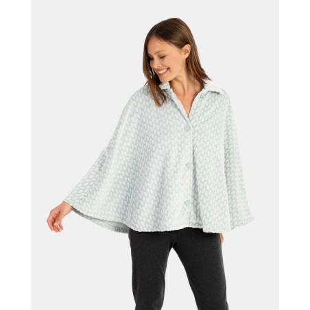 PONCHO DE MUJER EN TEJIDO POLAR CON RELIEVE ESPIGA