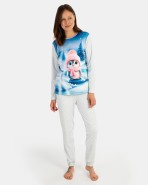 Pijama de dona llarg en teixit micropolar estampat