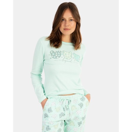 Pijama de dona llarg en teixit interlock de cotó