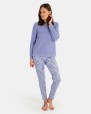 Pijama de dona llarg en teixit tundosat i interlock estampat