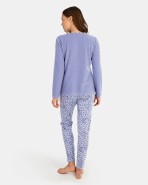 Pijama de dona llarg en teixit tundosat i interlock estampat