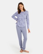 Pijama de dona llarg en teixit tundosat i interlock estampat