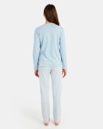 Pijama de dona llarg en teixit Jacquard Vichy i teixit interlock