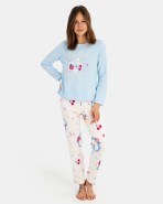 Pijama de dona llarg en teixit interlock i tundosat