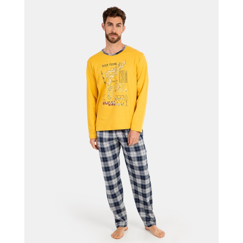 Pijama de hombre de punto en color amarillo