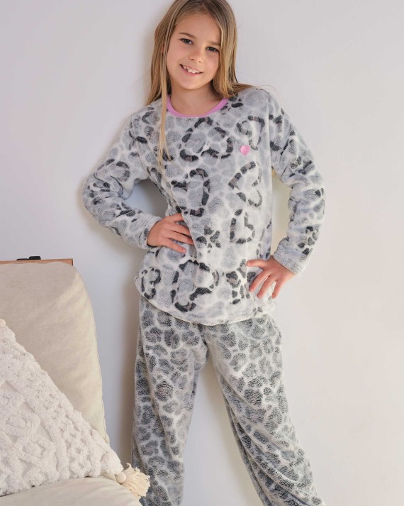 Pijama de nena llarg en teixit polar estampat